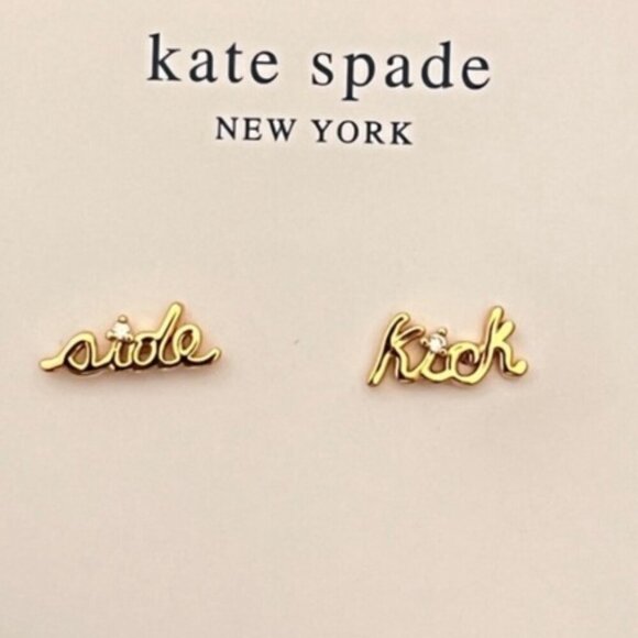 KATE SPADE ♠️ Gold Sidekick Earrings NWT - Picture 1 of 6